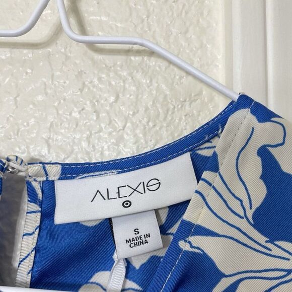Alexis X Target Blue and White Floral Long Sleeve Mini Dress With Rope Belt - Picture 8 of 15